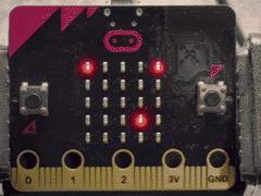 micro:bit で数あてゲームを遊ぶ様子