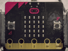 micro:bit ではた上げゲームを遊ぶ様子