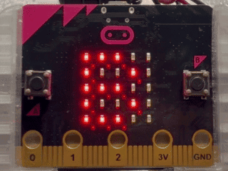 micro:bit でカタカナで表そうを動かす様子