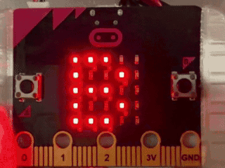 マイクロビットでストップウォッチを実行している様子
