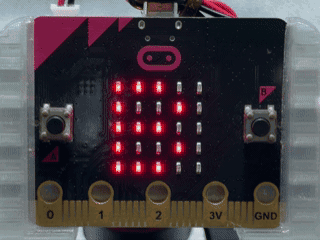 10秒勝負！もちつきパワーをmicro:bitで動かしているようす